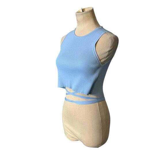 Bershka light blue ribbed knit crop top size Large - Picture 14 of 14